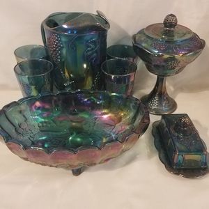 Blue Carnival Glass